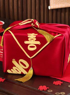 包袱皮结婚大号一对婚礼红色女方婚庆用刺绣红盆陪嫁婚礼用品大全