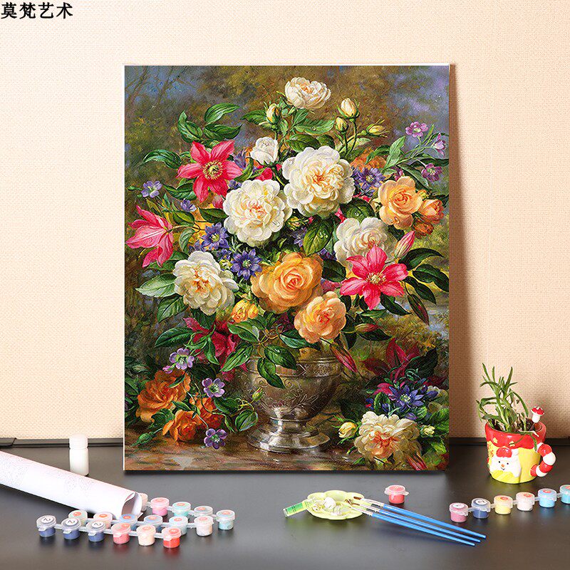 数字油画diy手工填充欧式复古伊丽莎白女王花客厅装饰油彩画画