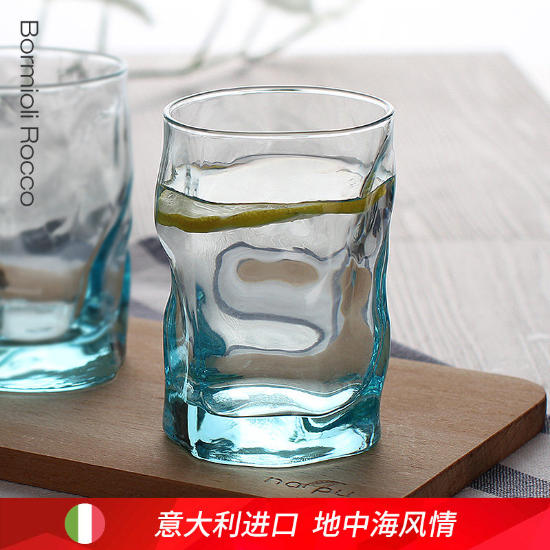 欧洲进口创意玻璃水杯威士忌酒杯洋酒杯啤酒杯杯子烈酒杯蓝色