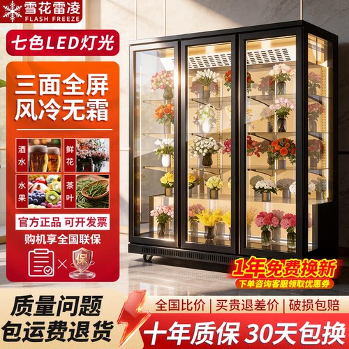 雪花花店专用玻璃鲜花冷藏展示柜
