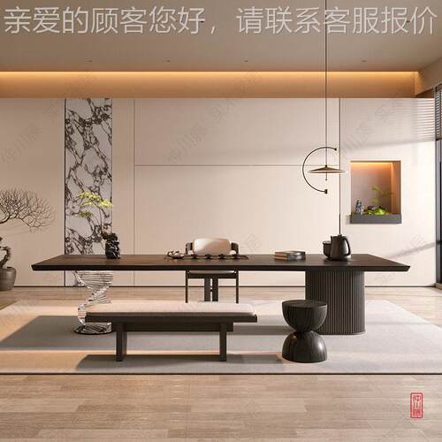 原木大板茶桌自然边泡茶台茶室会所洽谈桌旋梯亚克力阳台公书桌