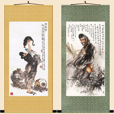 济公尝新酒画像 济公歌词哪有不平哪有我卷轴挂画 中式装饰画定制