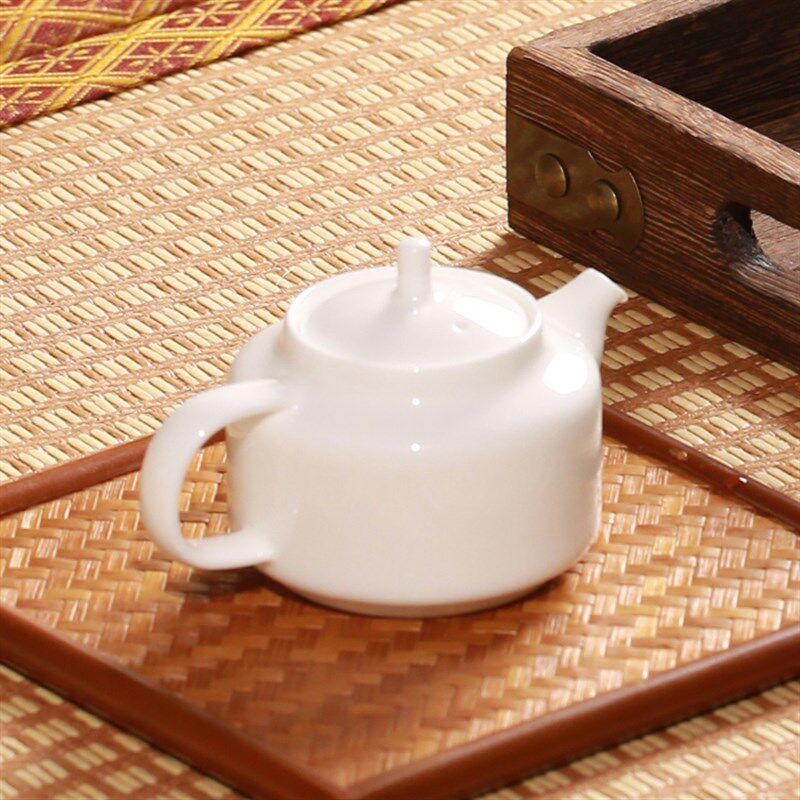潮州超薄胎骨瓷中式茶壶透光纯白色冲茶单壶家用功夫茶陶瓷壶茶具