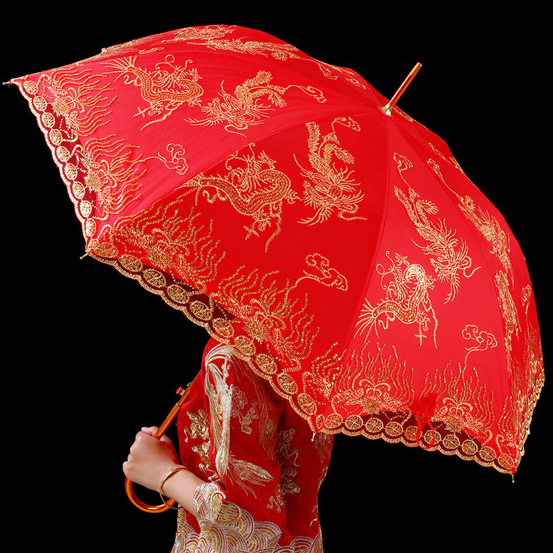结婚红伞婚伞新娘伞红色出嫁伞婚庆用中式婚礼陪嫁出门红雨伞喜伞