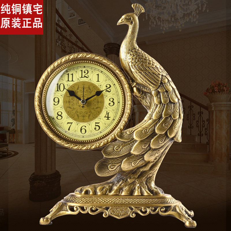 新款!欧式古典黄铜座钟客厅摆件坐钟台钟卧室静音时钟镇宅家饰