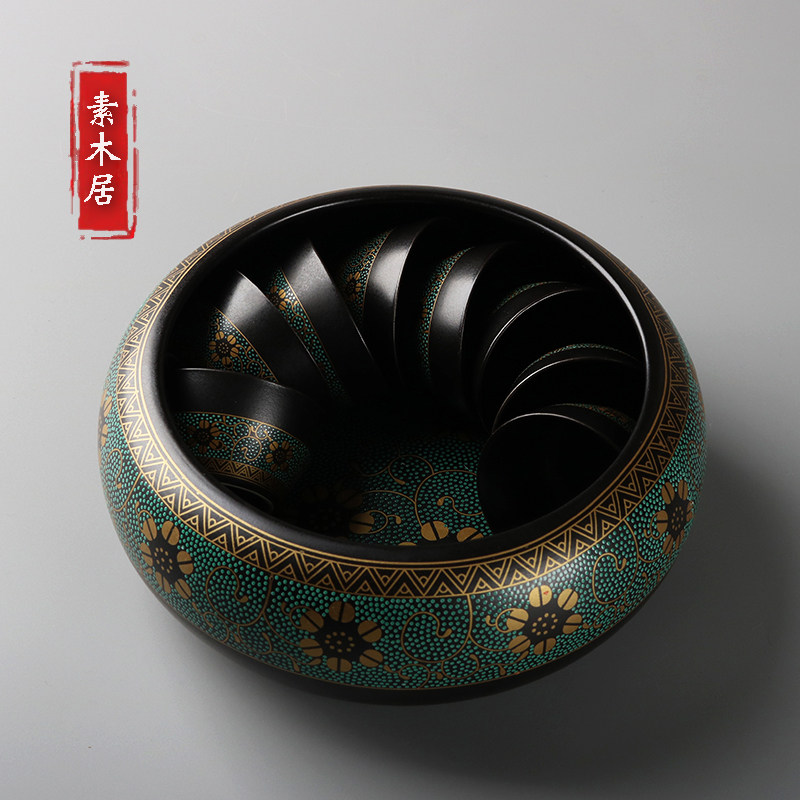 大号茶洗家用水洗茶渣缸陶瓷功夫茶具茶道零配洗杯碗高档水盂建水