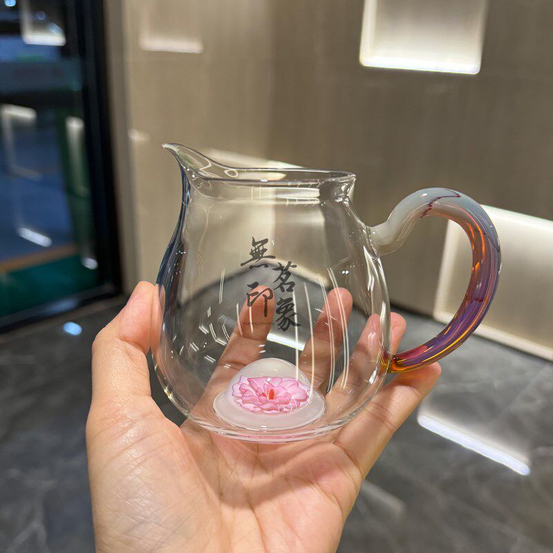 清悦星空公道杯茶海黑金手工星空底珠家用分茶器茶具玻璃公杯茶器
