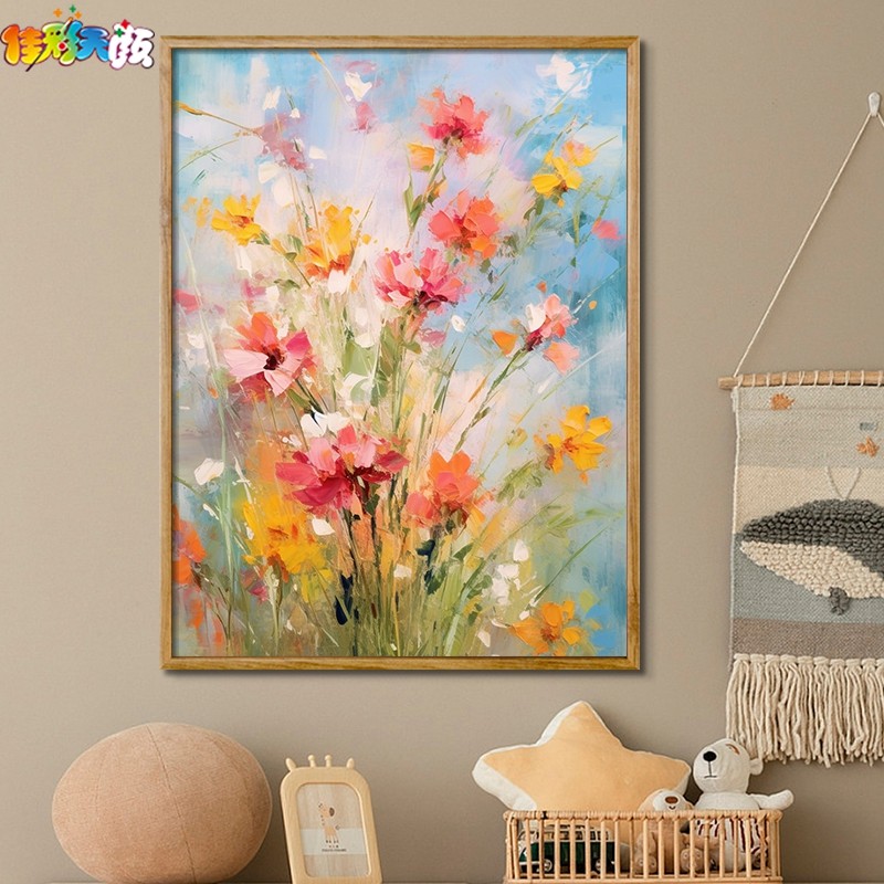 佳彩天颜 数字油画diy莫奈春花田园小花朵填色油彩画客厅装饰挂画