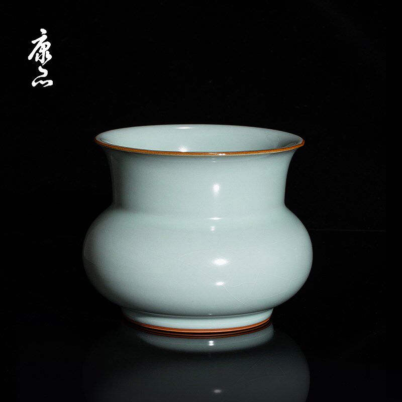 创意汝窑水盂建水汝瓷茶洗笔洗陶瓷茶渣缸渣斗水盅大号水洗建水