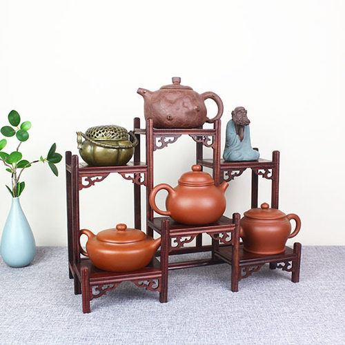 红木雕工艺品红酸枝小型博古架多宝架紫砂壶架文玩摆件摆架底座