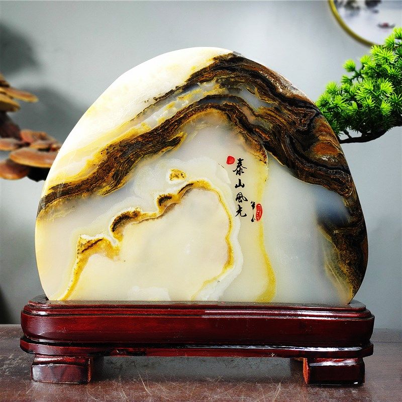 天然阿富汗玉石观赏石头摆件原石桌面客厅博古架装饰奇石办公室