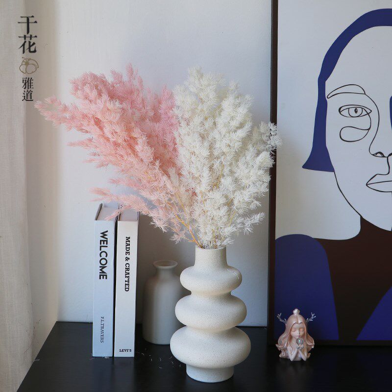 永生蓬莱松保鲜花节日花艺橱窗卧室客厅桌面装饰室内干花真花粉色
