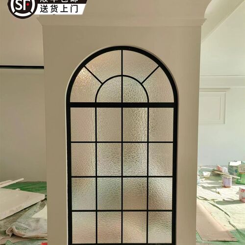 法式玻璃隔断复古奶油风拱形门窗屏风客厅假窗户壁饰玄关遮挡装饰