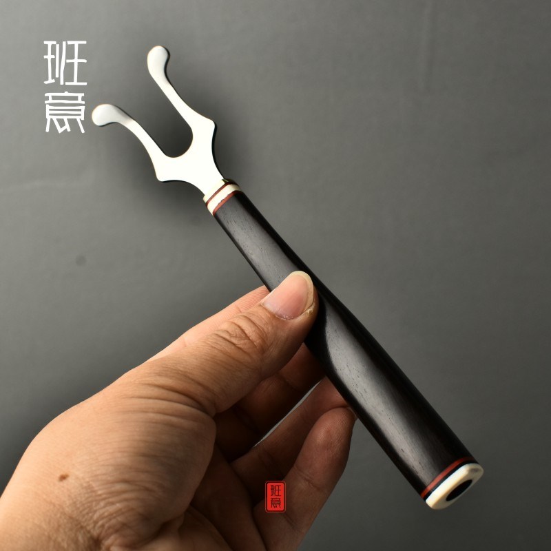 班意 黑檀木壶叉不锈钢壶盖叉壶盖置铜壶盖置铁壶专用茶具配件