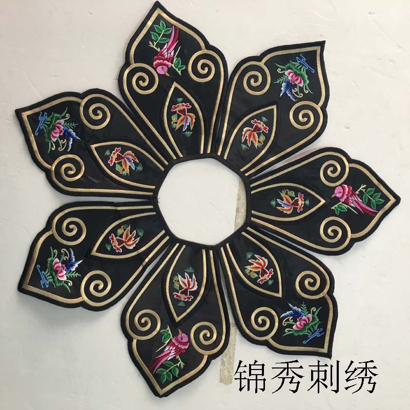 新款延禧攻略云肩披风刺绣领子托苗族织锦