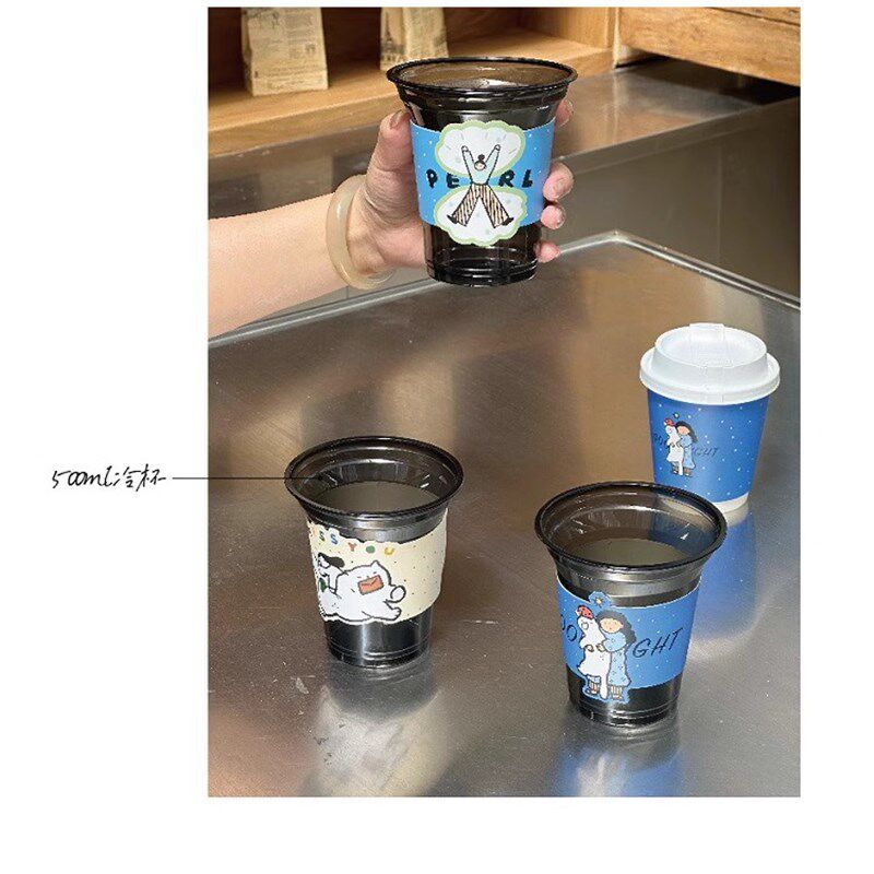 可爱卡通防烫杯套通用可调节多卡扣杯套咖啡奶茶饮品防滑打包杯套