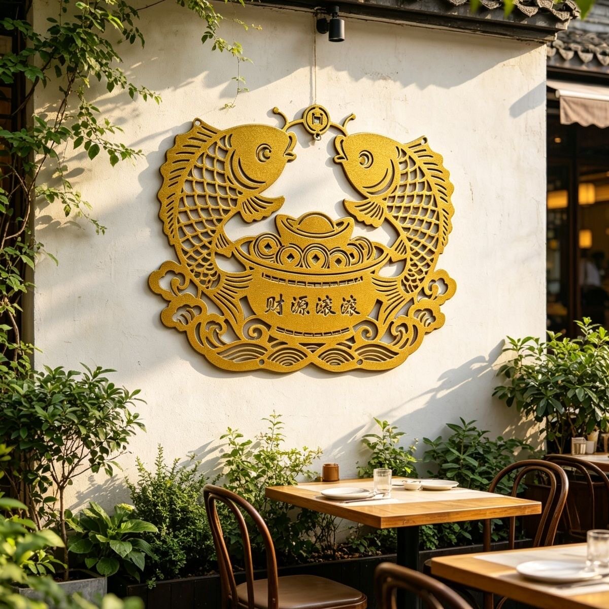招财金属镂空铁艺壁挂户外室内外通用墙面装饰品防水防锈挂件壁画