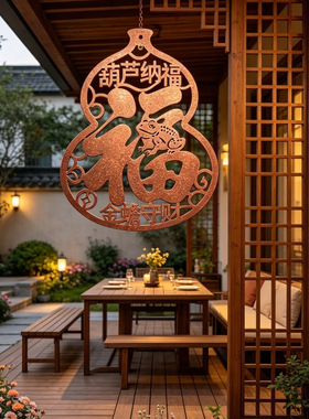 铁艺镂空挂件葫芦福字墙饰通用室内外户外墙面壁饰装饰防水防锈