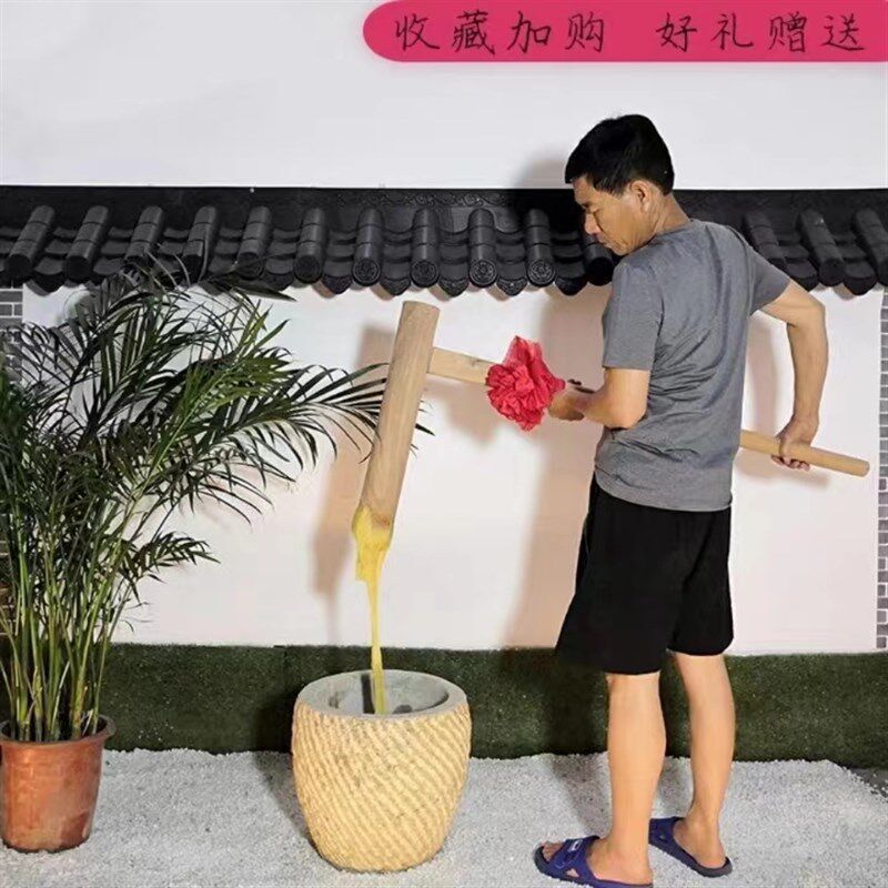 打糍粑石臼老式家用超大号对窝捣辣椒打年糕艾绒年糕天然石臼