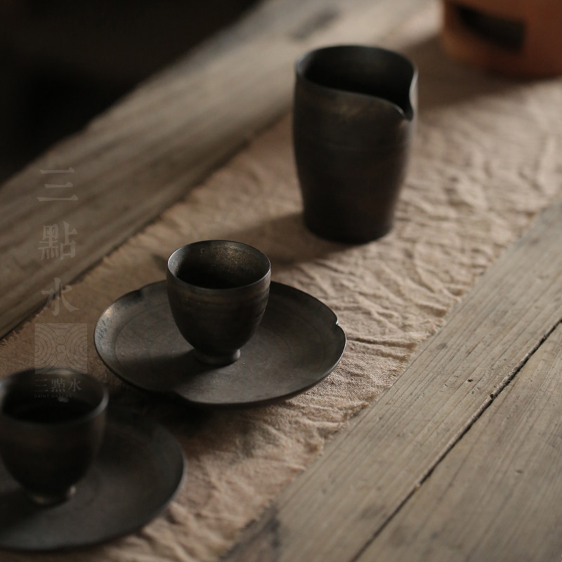 手工鎏金釉杯垫壶承手作铁釉茶托陶瓷茶壶托盘功夫茶具储水干泡盘