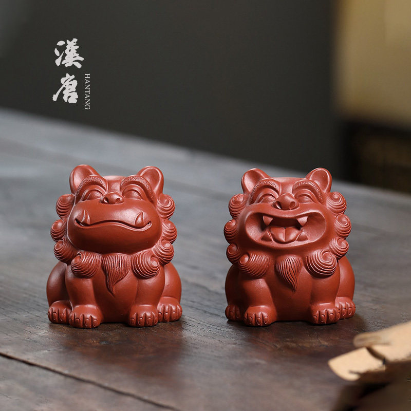 汉唐喜狮紫砂茶宠摆件精品 宜兴可养创意迷你小功夫茶具茶道配件