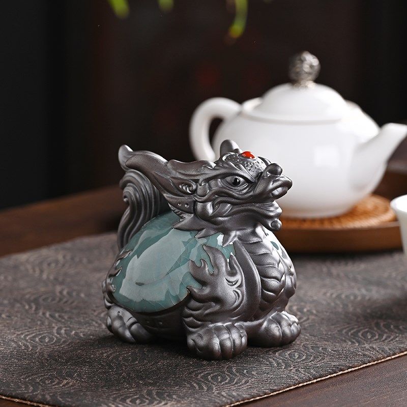 创意紫砂龙龟神兽茶宠摆件招财吉祥物精品可养茶桌茶玩装饰配件