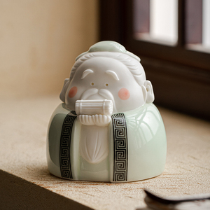 久造中式陶瓷孔子摆件可爱小号卡通孔夫子工艺品书房桌面装饰摆设
