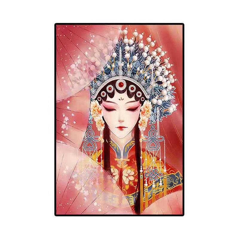 数字油画DIY手工填色京剧花旦人物中式国潮挂画客厅装饰画丙烯画