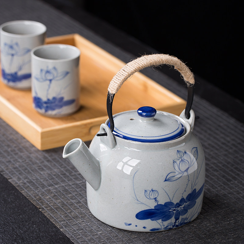 陶瓷茶壶家用大号中式泡茶壶手绘青花瓷耐高温大容量单壶凉水饭店