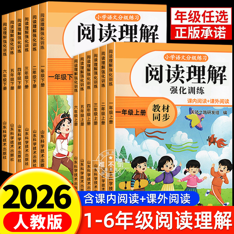 小学阅读理解专项训练书配套人教版一年级二年级三四五六年级上册下册小学语文同步练习册每日一练专项训练题答题技巧真题100篇