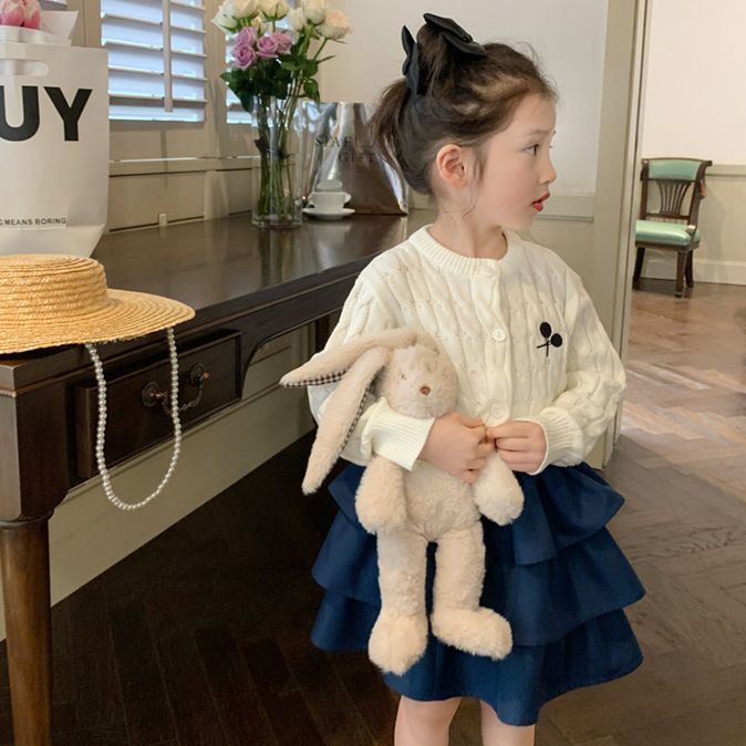 女童针织开衫春装新款儿童装宝宝上衣春秋洋气二八月毛衣外套