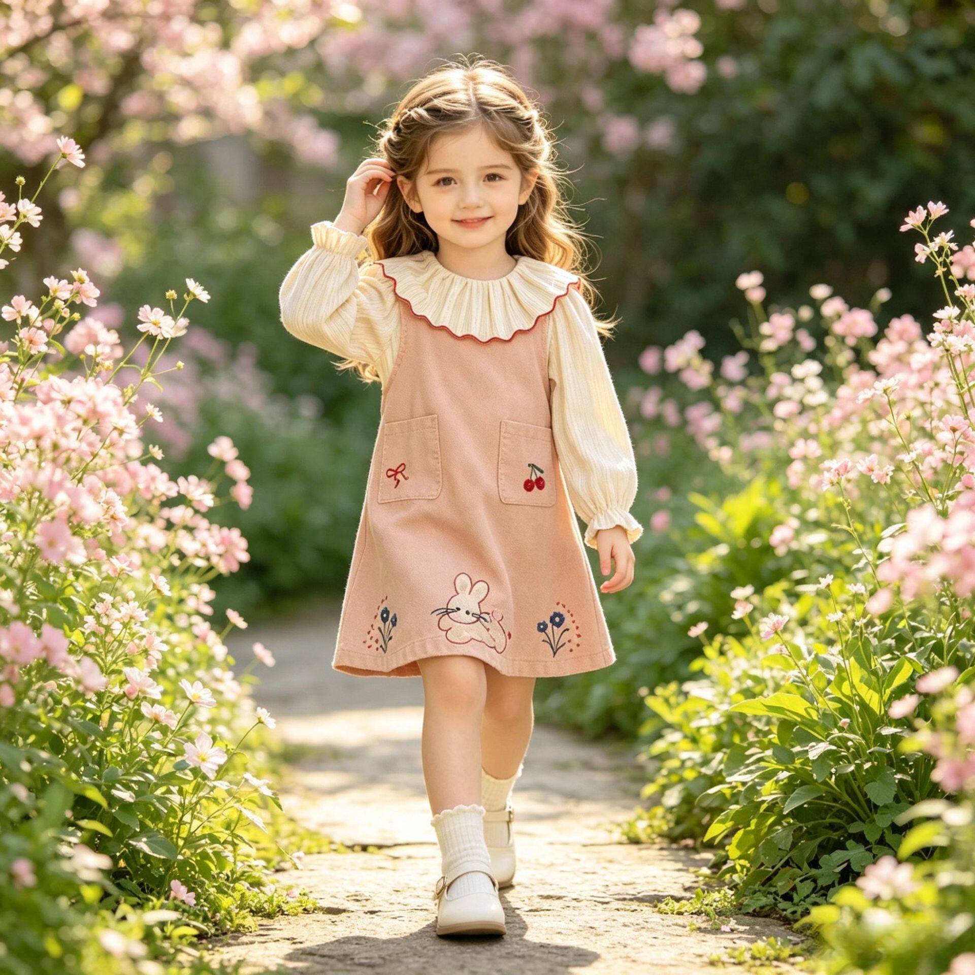 女童秋季背心裙子2026新款小女孩儿童韩版女宝宝背带连衣裙套装潮