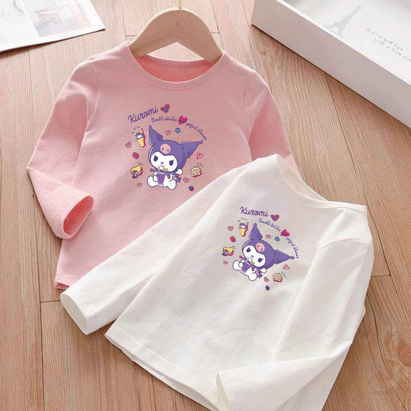 秋季新款女童库洛米衣服春秋纯棉长袖t恤小女孩可爱圆领百搭上衣