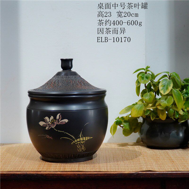 云南建水紫陶茶叶罐一斤装普洱茶罐中式紫砂罐醒茶罐陶瓷密封陶罐
