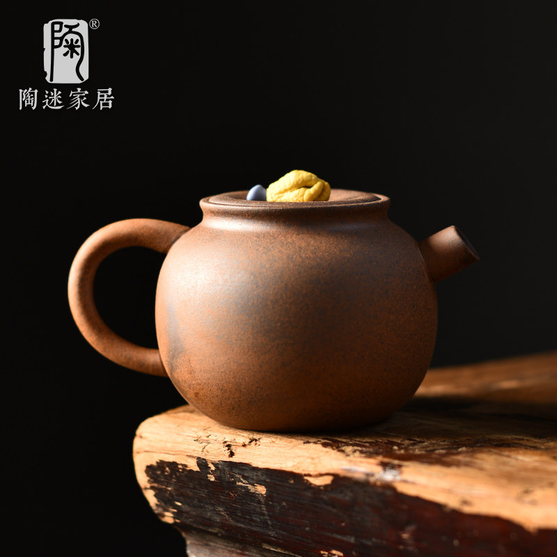 粗陶老岩泥佛手茶壶诧寂风复古泡茶具半手工创意冲茶带过滤中式壶