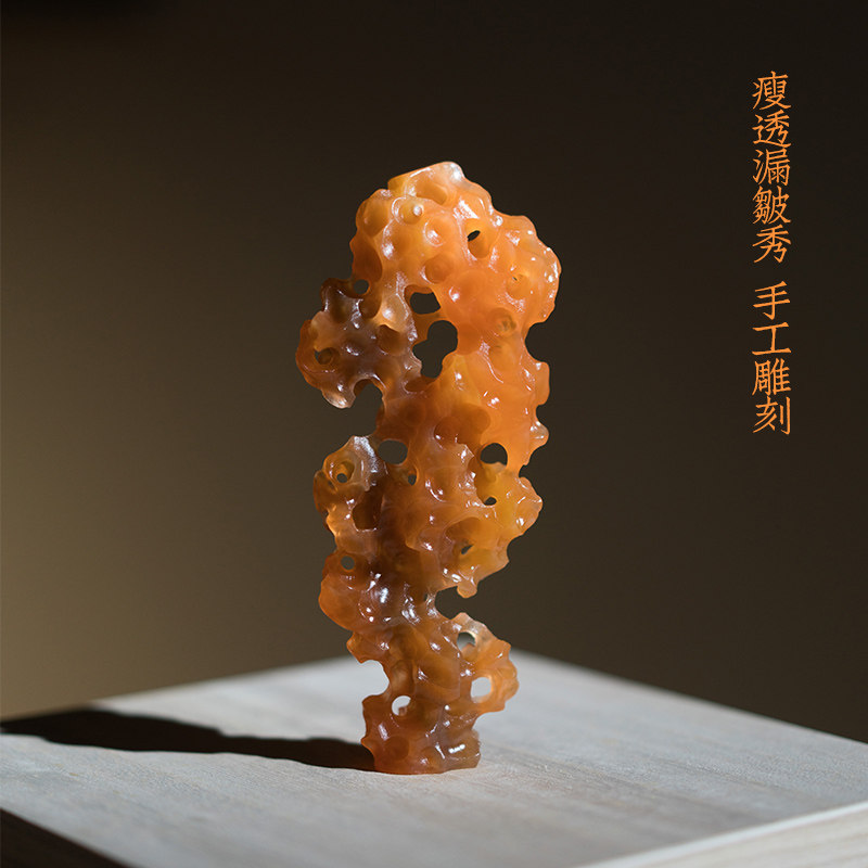 太湖石搁置玉石笔架茶拨茶针天然原石茶席摆件复古风茶宠茶玩礼盒
