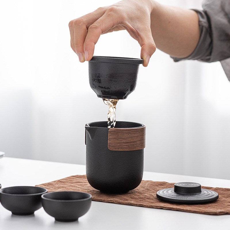 黑陶旅行便携式套装一壶二四杯陶瓷快客杯功夫茶具办公室商务礼品
