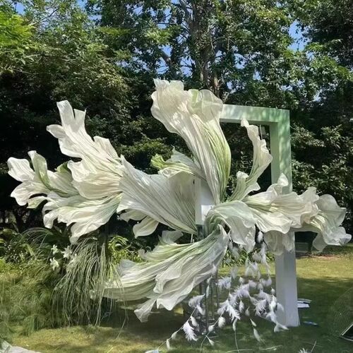 大型纸雕婚礼造型纸艺浪花飘带组合舞台背景拍摄道具摆件手工纸花
