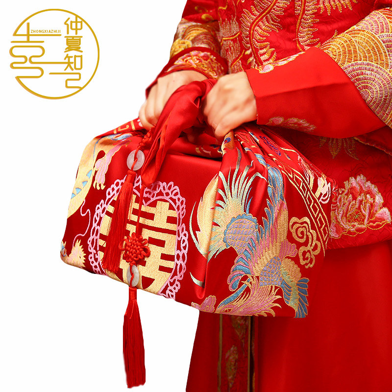 结婚红包袱布女方新娘陪嫁嫁妆红色婚庆用品包裹布包袱皮娘家大全