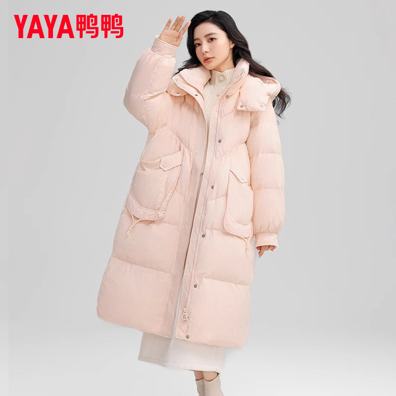 鸭鸭羽绒服女士2026春季过膝长款保暖简约时尚潮流鸭绒加厚外套