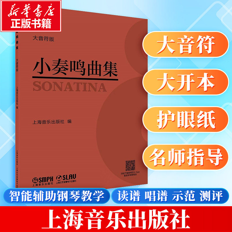 【正版】小奏鸣曲集大音符版 儿童音乐启蒙 成人学琴 乐理知识详解 经典小奏鸣曲 大音符易读 实用练习方法9787552331103