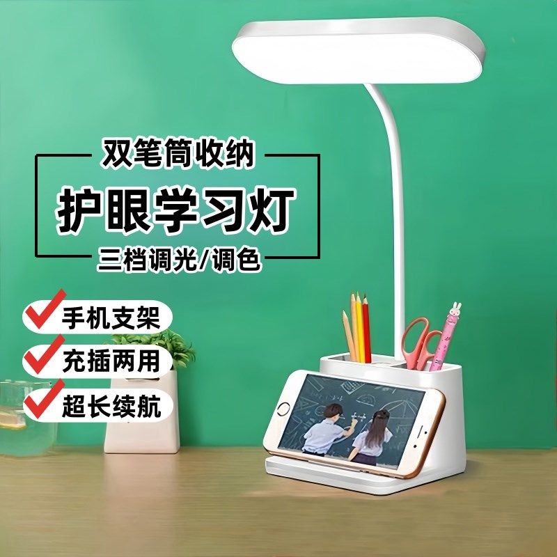 学习护眼台灯阅读灯带笔筒孩子写作业充插LED灯学生宿舍书桌工作