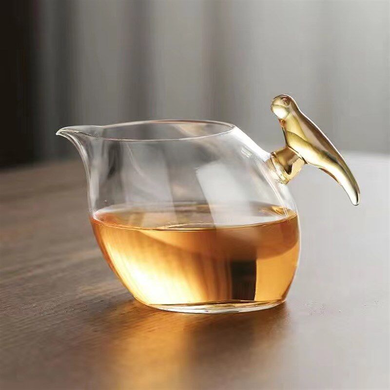 喜上眉梢小鸟公杯天久分茶器高硼硅玻璃公杯茶海家用