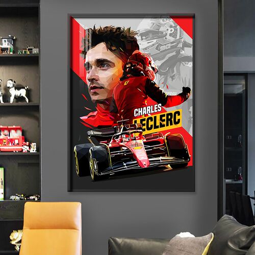 F1赛车手装饰画客厅玄关挂画剪影速度线抽象俱乐部周冠宇海报壁画