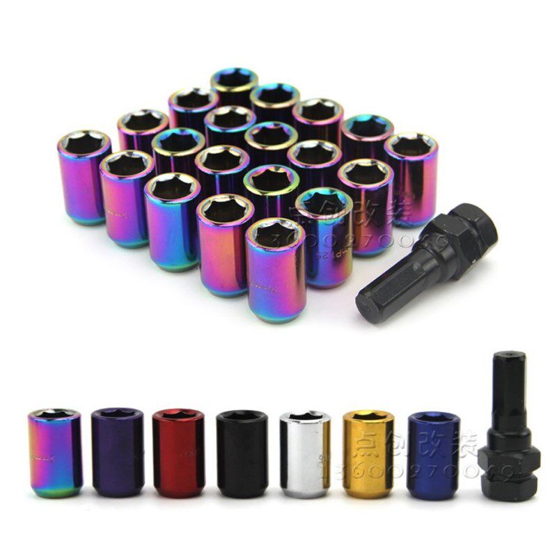20个一套 汽车改装钢铁制轮毂螺丝 通用胎铃GK5 锐志小孔径螺母帽