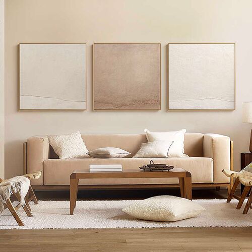 侘寂赤贫风装饰画肌理极简三联正方形现代抽象艺术客厅背景墙挂画
