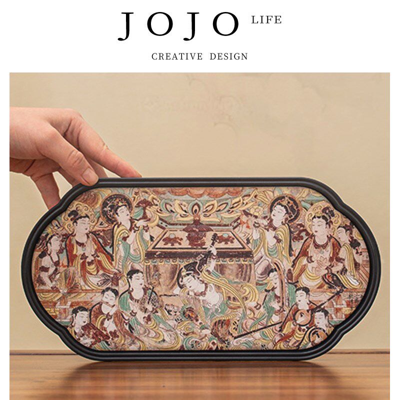 JOJOS L. PD.紫泉涧.茶台茶具隔热茶桌壶承吸水海棠托盘  宝篆