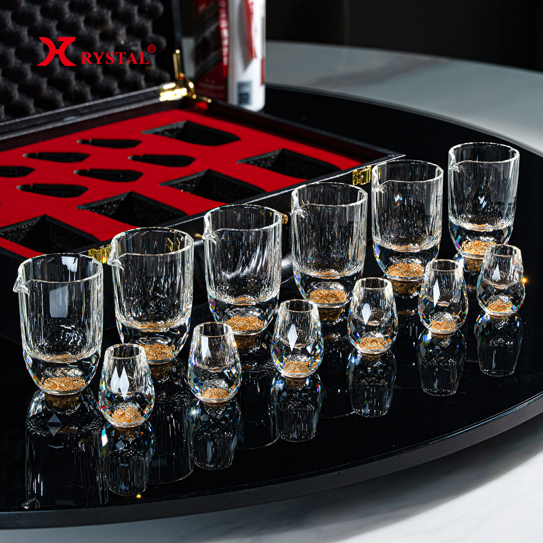水晶金箔切割面白酒杯送礼佳品
