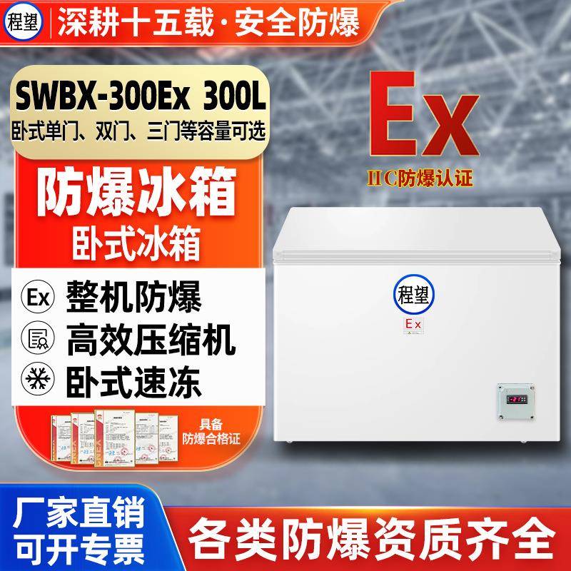 程望卧式防爆冰柜300L升化工化学品高校实验室冷冻试验箱防爆冷柜