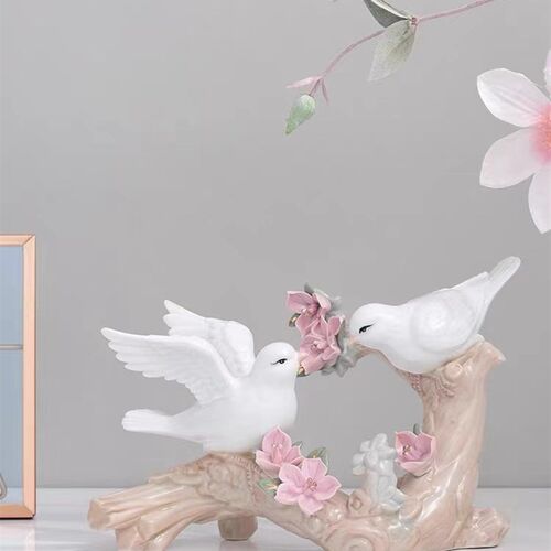 陶瓷小鸟摆件家居客厅酒柜软装饰品欧式创意房间酒柜玄关摆设